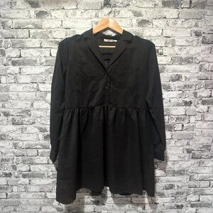 EUC Mi Ami Women's Black Blouse Long Sleeve Size Large